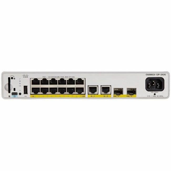 Cisco Consumer Products - Cisco Catalyst C9200CX-12P-2X2G Ethernet Switch - 12 Ports - Manageable - 10 Gigabit Ethernet, Gigabit Ethernet - Unknown