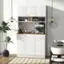 Alt View 13. Costway - 71" Tall Pantry Cabinet with Outlets USB Ports Anti-Tipping Kits Adjustable Shelves White - White.