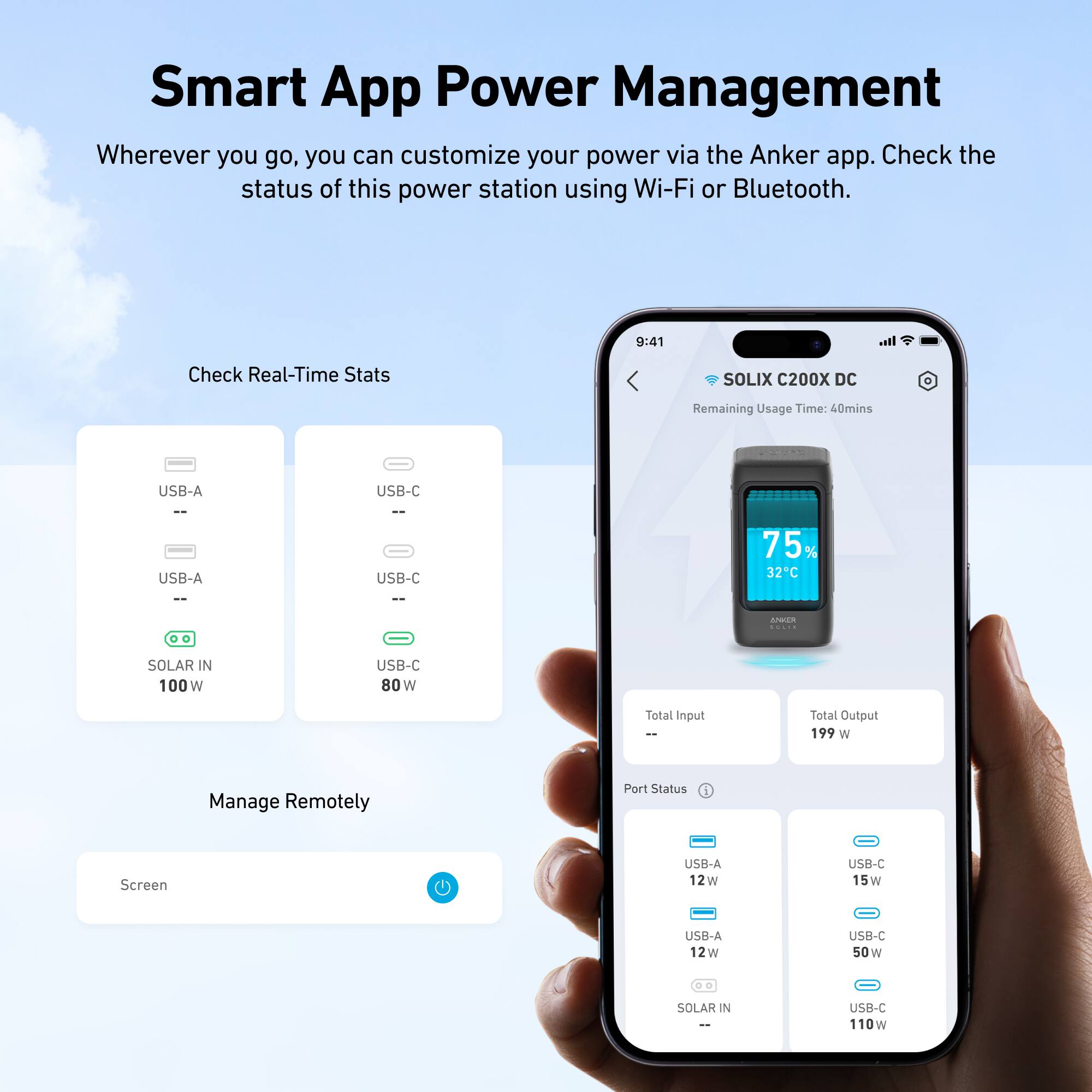 Anker - SOLIX C200X DC Portable Power Station 192Wh (60,000mAh)/200W  Extremely Portable & Fast Charge (192 Wh Capacity) - Black