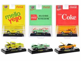 "Sodas" Set of 3 pieces Release 24 Limited Edition to 8750 pieces Worldwide 1/64 Diecast Model Cars by M2 Machines - Multicolor