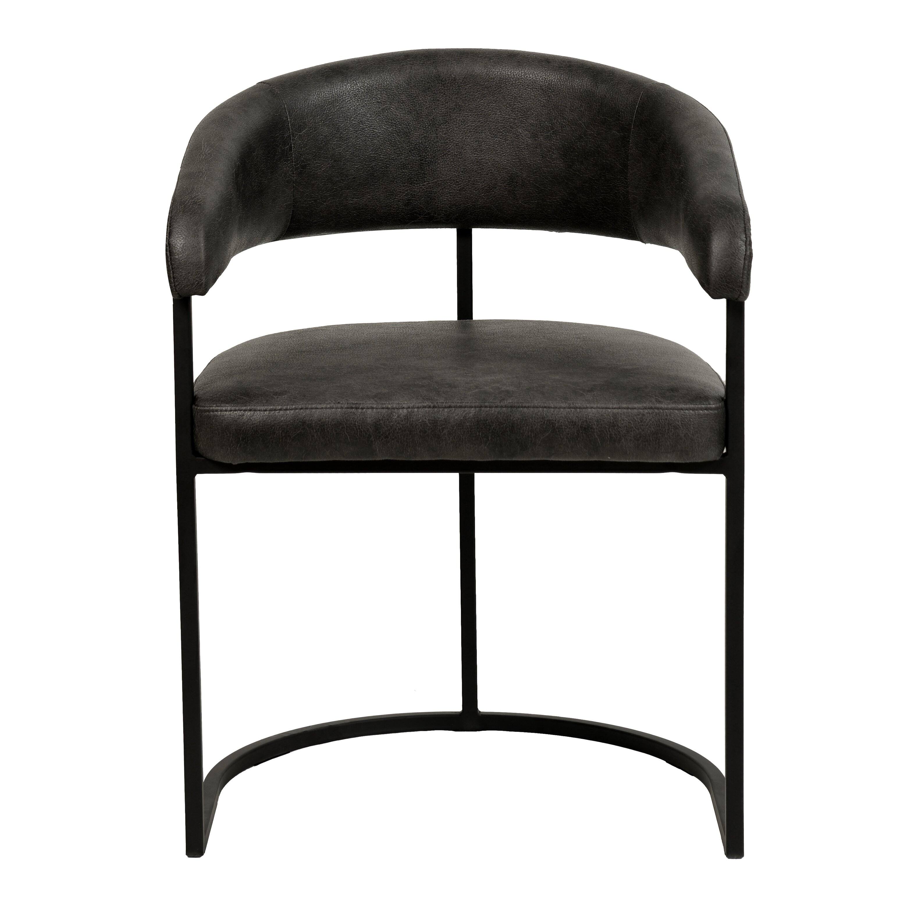 Alt View 2. LeisureMod - Aero Cantilever Dining Armchair, Modern Cushioned Kitchen Accent Chair with Metal Frame - Charcoal.