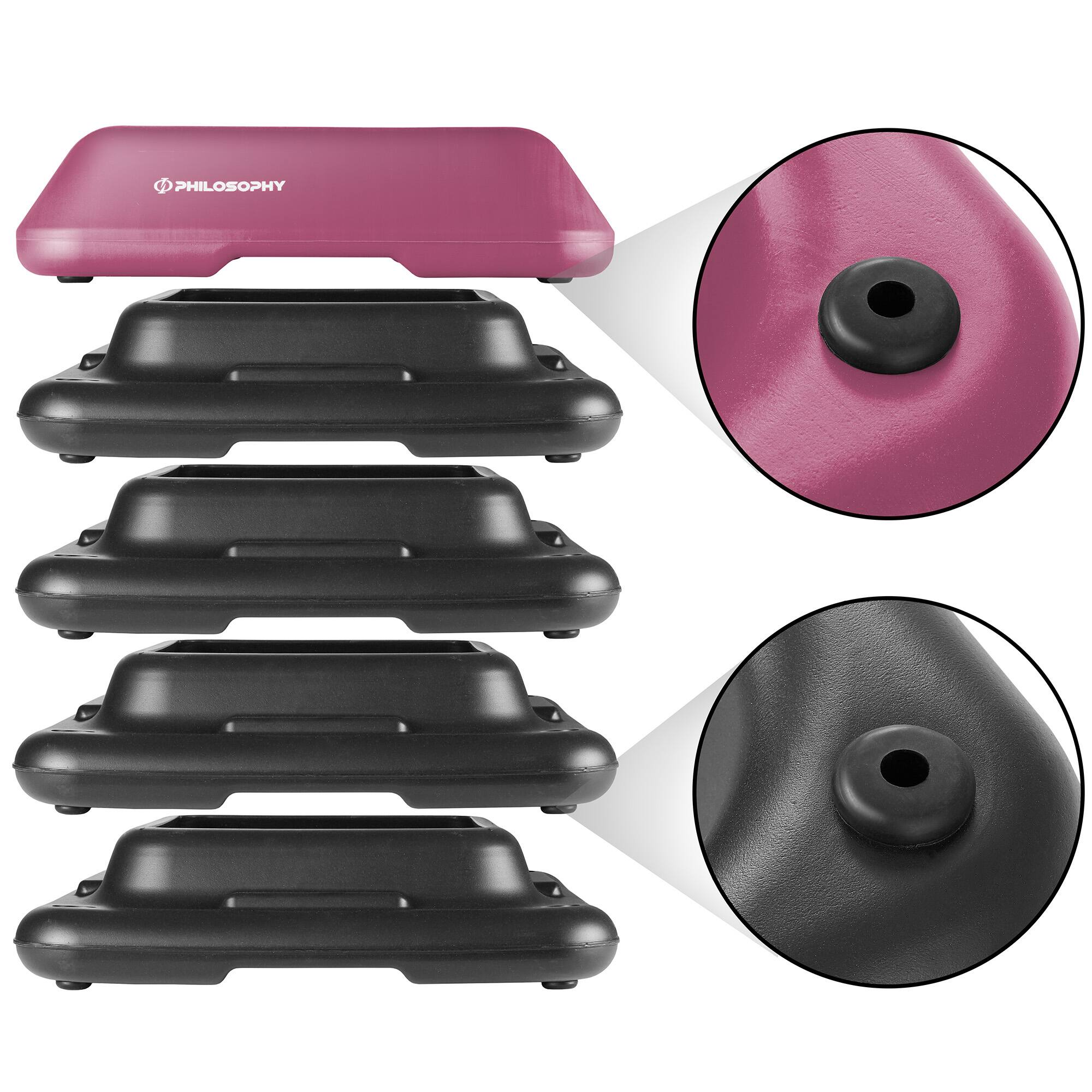 Alt View 2. Philosophy Gym - Aerobic Exercise Adjustable High Step Platform with 4 Risers - Pink.