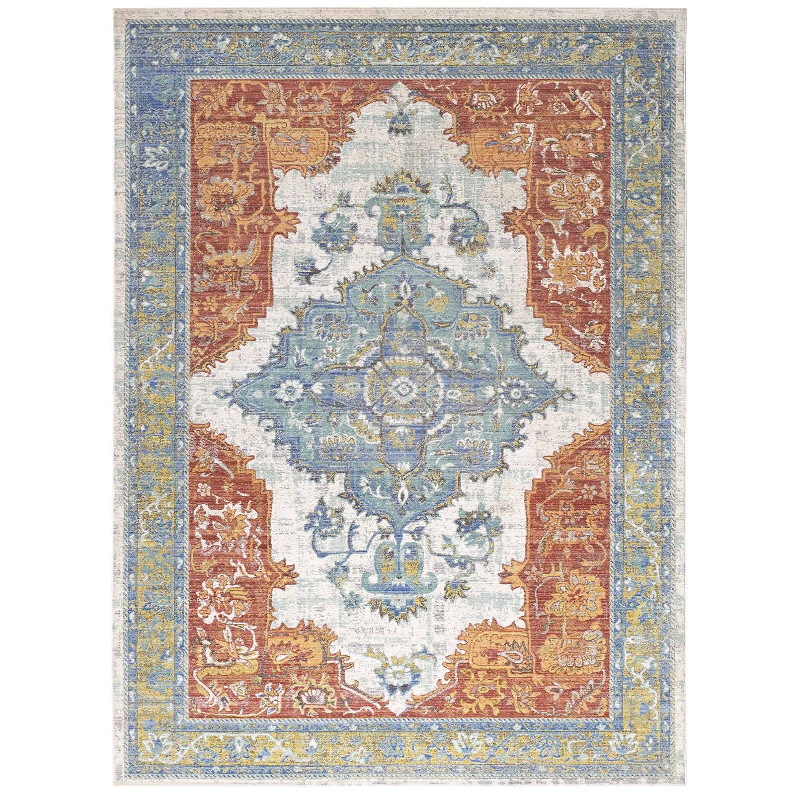 Angle. Modway - Citlali Distressed Southwestern Aztec Area Rug - Multicolored.