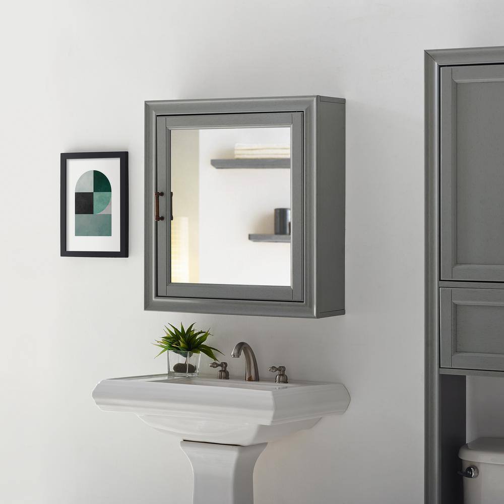Alt View 1. Crosley Furniture - Tara Wall Cabinet With Mirror - Gray.