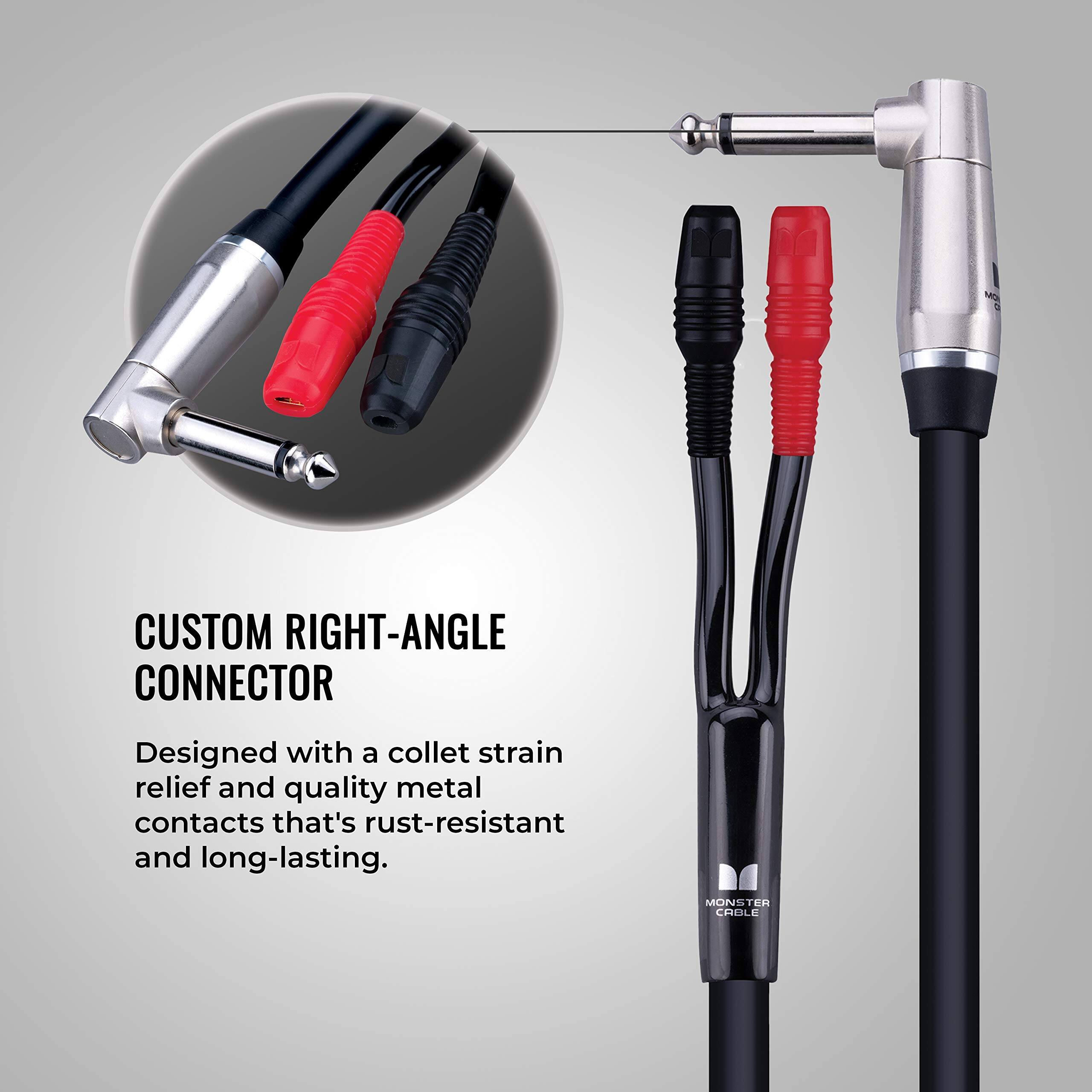 CUSTOM RIGHT-ANGLE CONNECTOR  
Designed with a collet strain relief and quality metal contacts that's rust-resistant and long-lasting.  

MONSTER CABLE