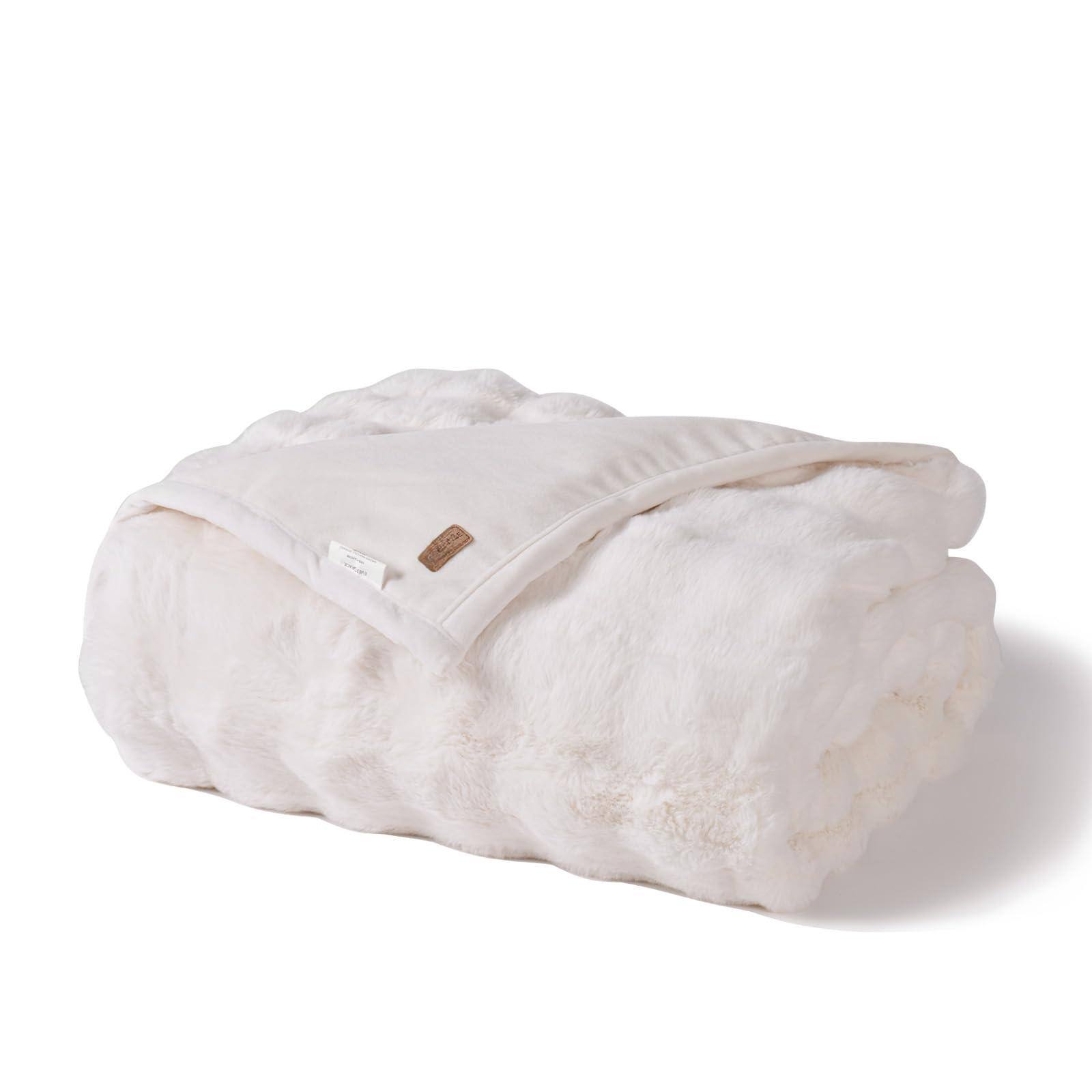 Alt View 9. NICHOLAS KLEIN - Ultra Soft Luxury Fluffy Faux Rabbit Throw Blanket Thick Warm Bubble For Bed Cozy Plush Reversible Blankets... - Ivory White 60"x80".