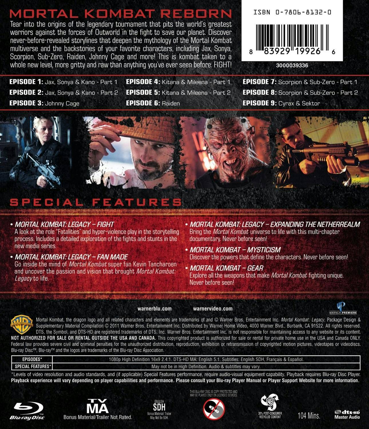 Back. Mortal Kombat: Legacy [Blu-ray].