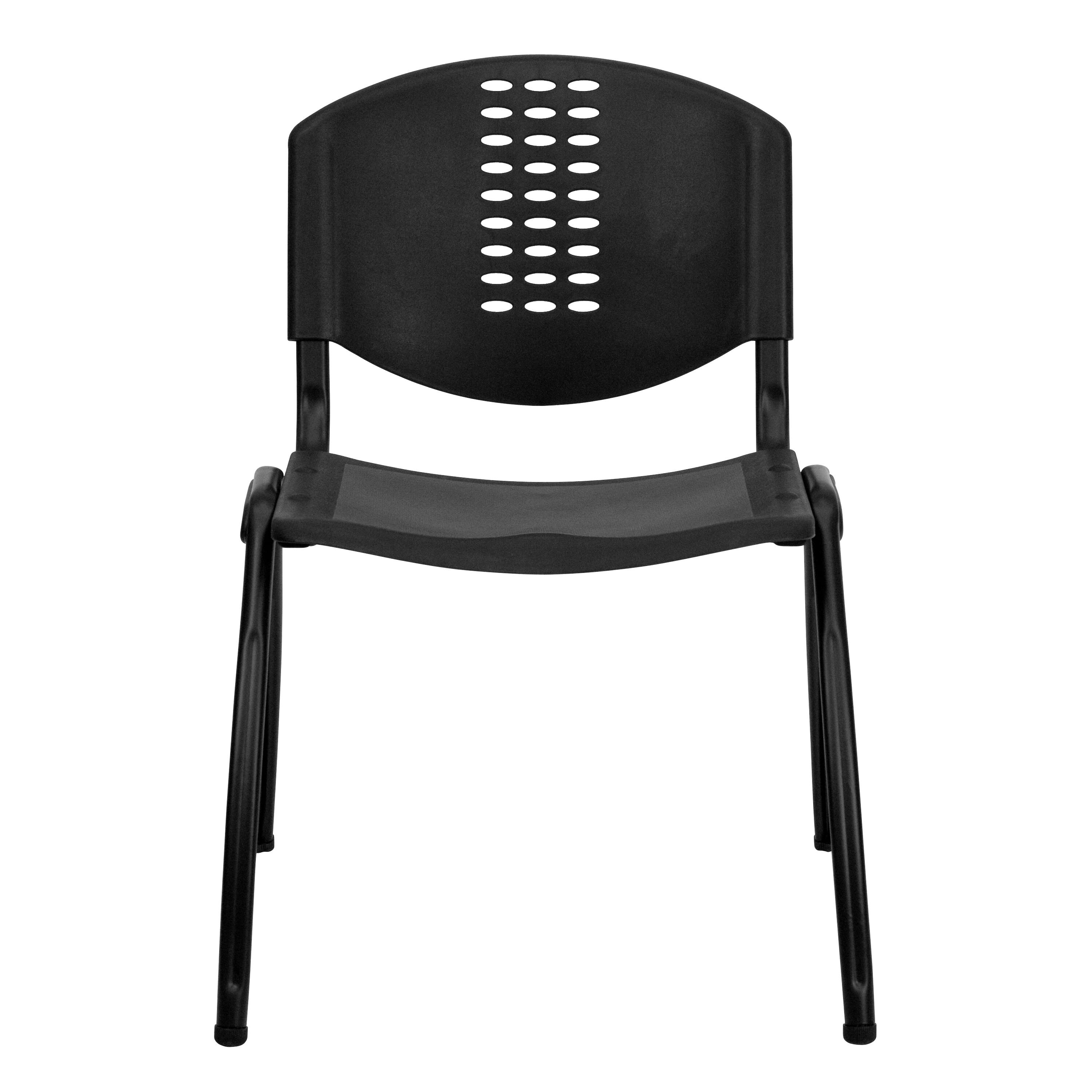 Alt View 7. Emma + Oliver - 880 lb. Capacity Plastic Stack Chair with Oval Cutout Back - Black.