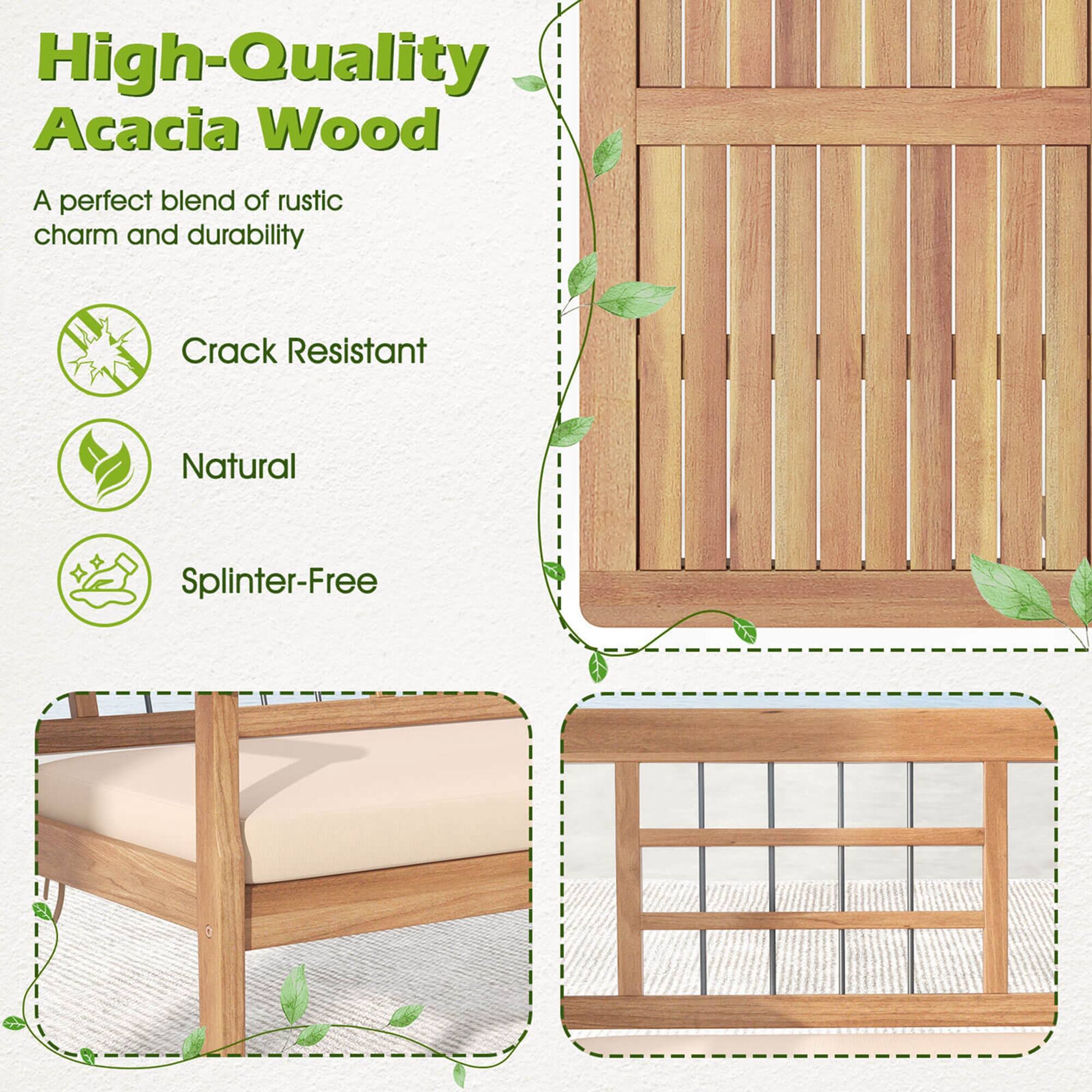 High-Quality Acacia Wood: A perfect blend of rustic charm and durability. Crack Resistant. Natural. Splinter-Free.