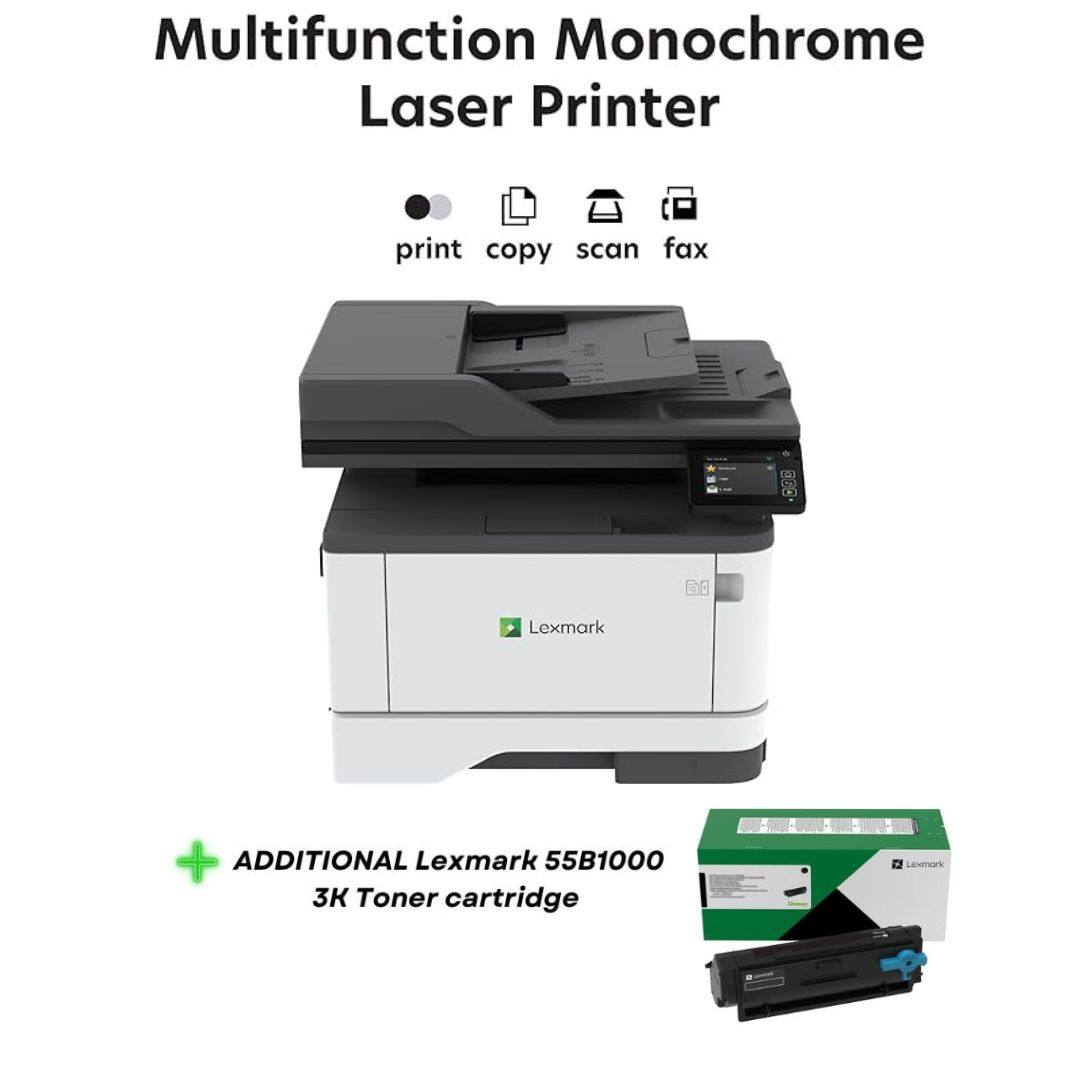 Multifunction Monochrome Laser Printer
print copy scan fax
Lexmark
ADDITIONAL Lexmark 55B1000 3K Toner cartridge