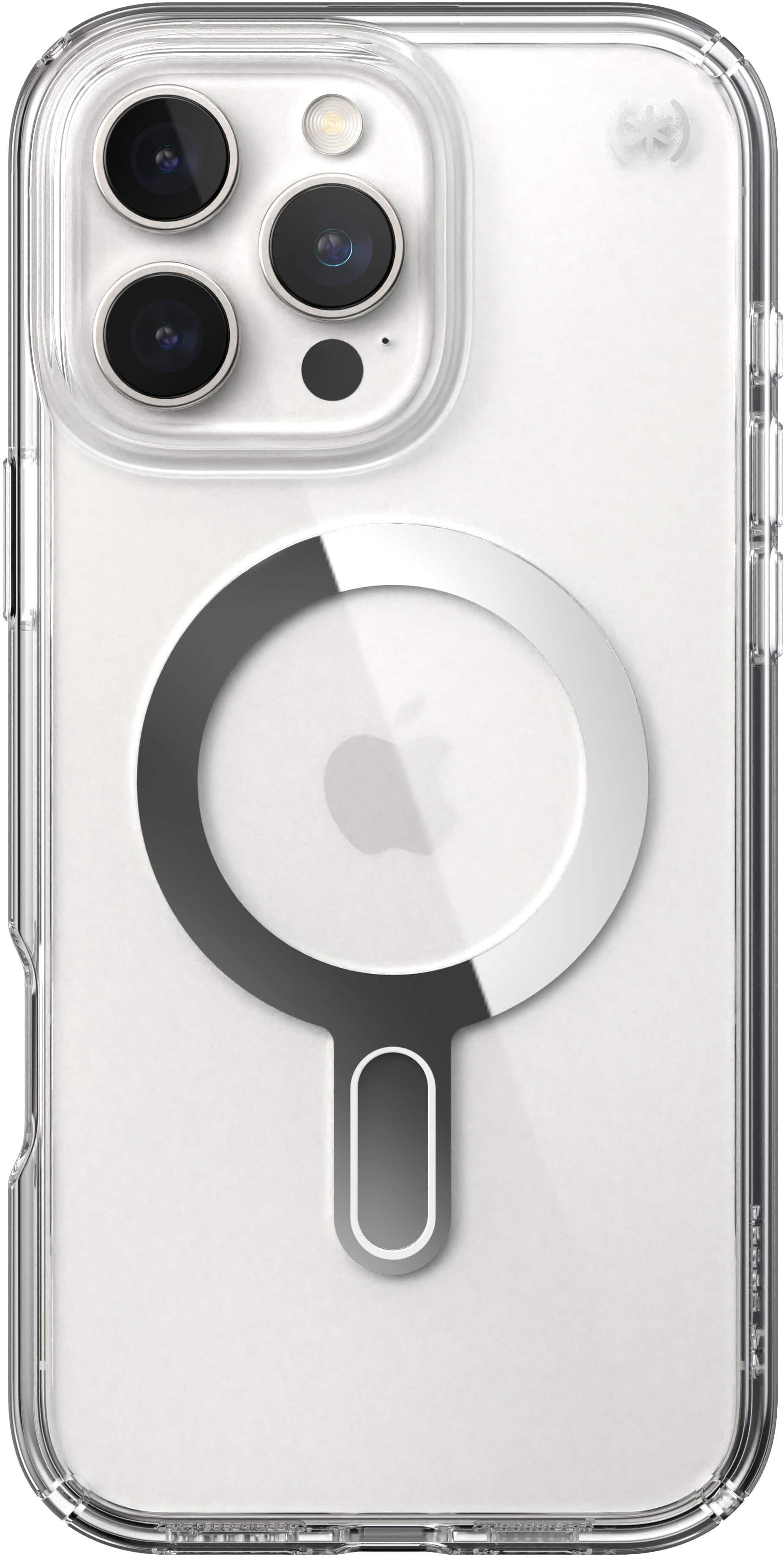 Front. Speck - Presidio Perfect Clear ClickLock Case with MagSafe for Apple iPhone 16 Pro Max - Clear/Chrome.
