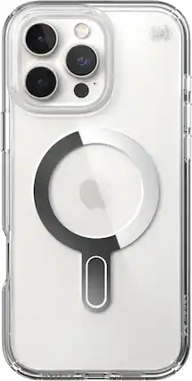 Front. Speck - Presidio Perfect Clear ClickLock Case with MagSafe for Apple iPhone 16 Pro Max - Clear/Chrome.
