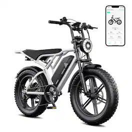 TST GRP - 20" Peak 1500W Full Suspension Moped-style Electric Bike, 48V/15Ah - White