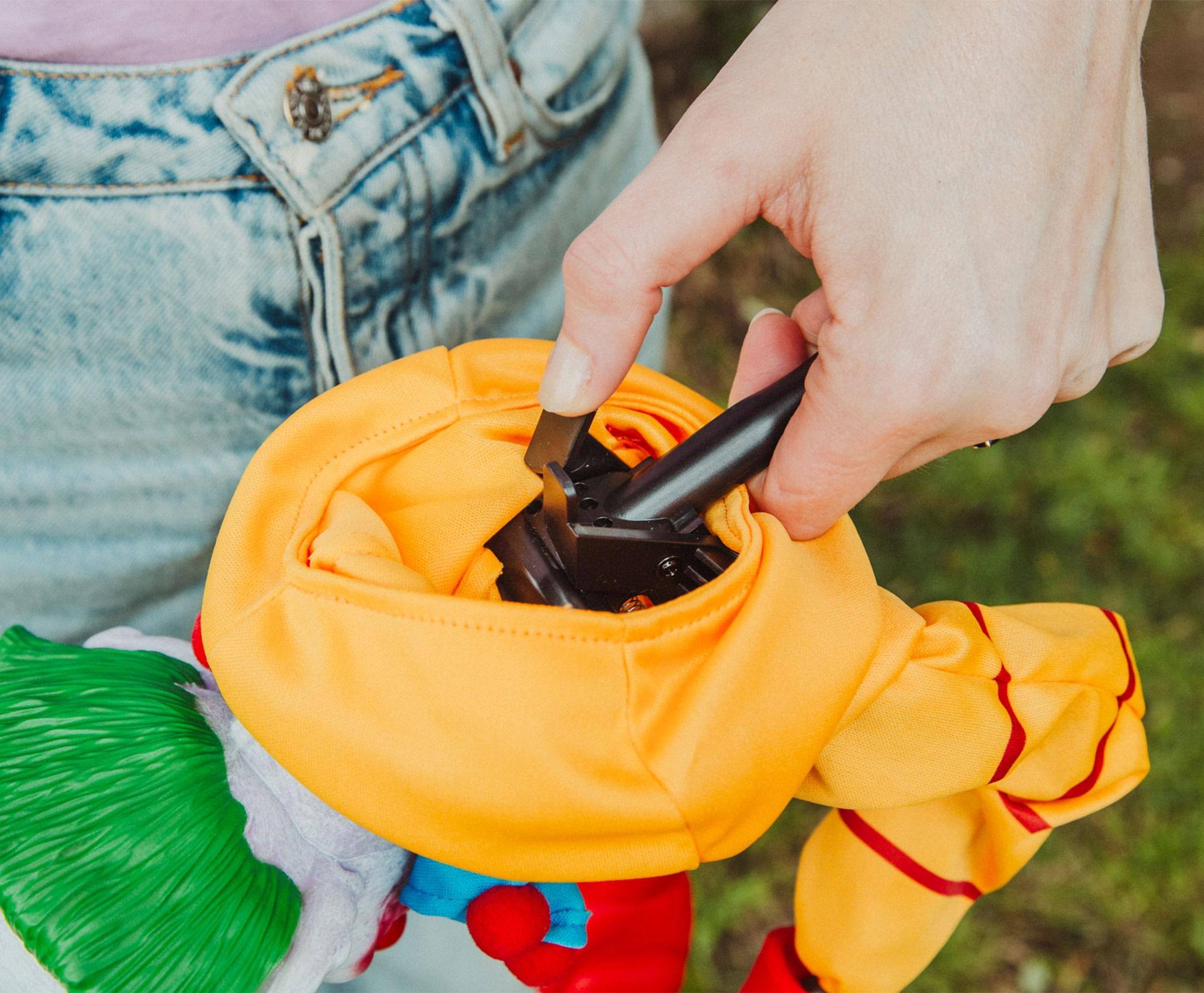 Alt View 5. Toynk - Horror Reachers Killer Klowns Shorty 13-Inch Boxing Puppet | Toynk Exclusive - Yellow.