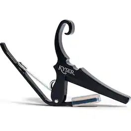Kyser - Quick-Change Classical Guitar Capo for Nylon-String Guitar, Flat Fretboard Design with One-Handed Spring Clamp - Black