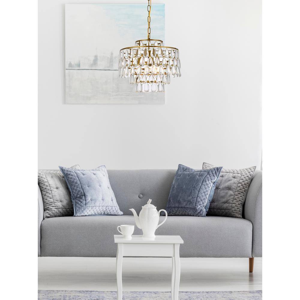 Angle. Elegant Lighting - Mila 16 inch pendant in brass - Brass.