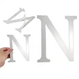 Unique Bargains - 3D Alphabet Mirror Wall Sticker, 8" Acrylic Letter N Self-Adhesive Home Decor for Living Room, Bedroom - Silver