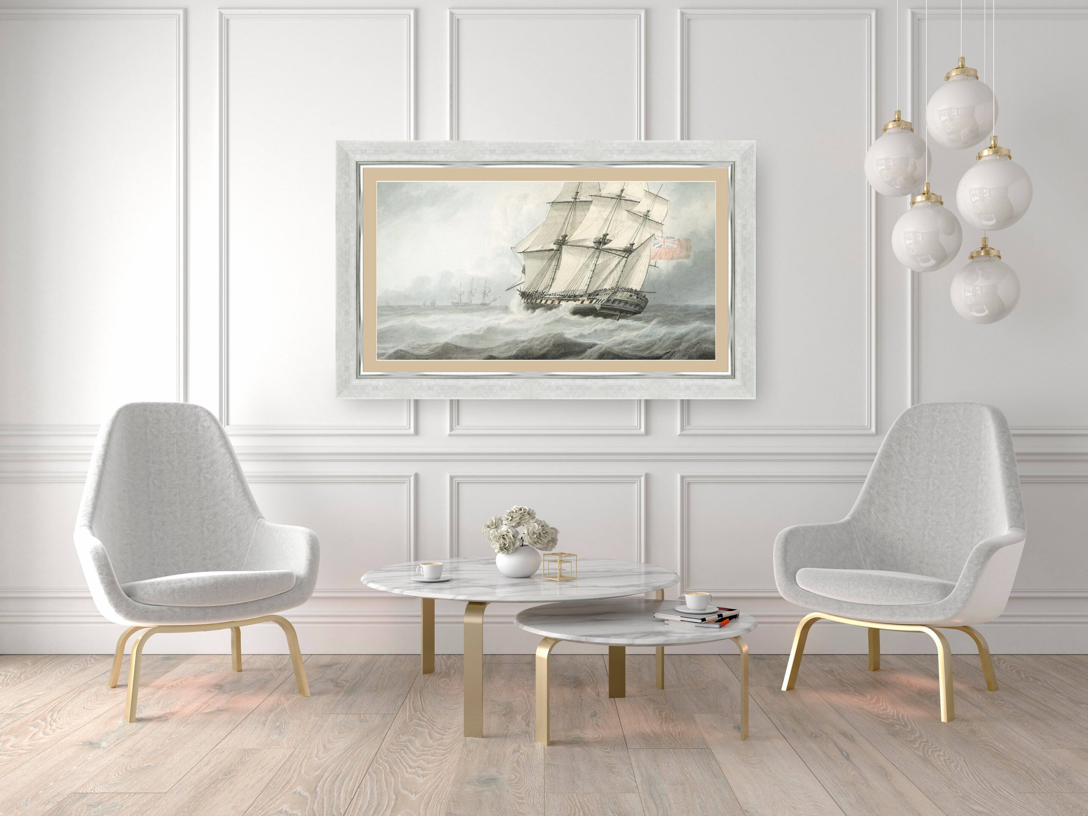 Angle. Deco TV Frames - Premiere Bezel for Samsung the Frame TV - 75" - Contemporary Silver.