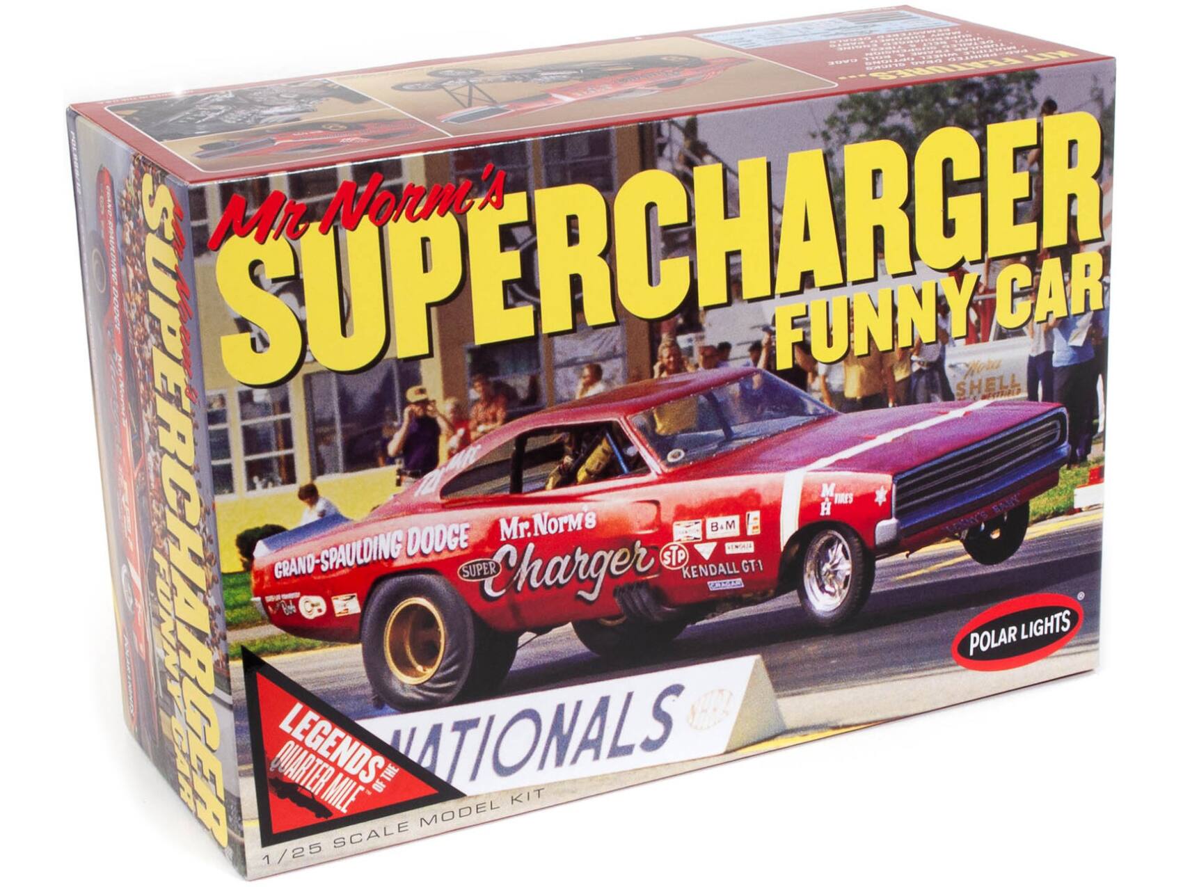 Mr. Norm's SUPERCHARGER FUNNY CAR  
3a000 SUPERCHARGER FUNNY SHELL Wota NITRAALD CAR # FIRES  
Mr. Norms B.M B M GRAND-SPAULDING DODGE STP SUPER Charger KENDALL GT1  
AARER FUNN 1/25 QUARTER LEGENDS MILE SCALE OF THE ATIONALS MODEL KIT  
POLAR LIGHTS