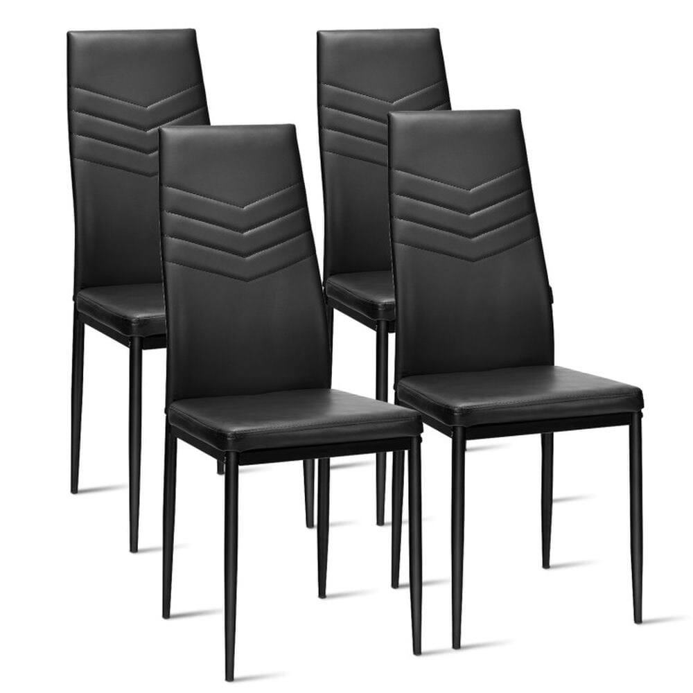 Front. Kadyn - Dining Chairs, Kitchen Chairs Trattoria Chairs,Set of 4 High Back Dining Chairs with PVC Leather and Non-Slip Feet Pads - Black.