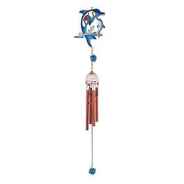 FC Design - 22" Long Dolphin Wind Chime with Copper Gem Outdoor Patio or Garden Hanging Decoration - Multi-Color