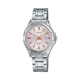Casio - Women's Pink Dial Analog Watch Stainless Steel Bracelet - LTP-1308D-4AV - Silver