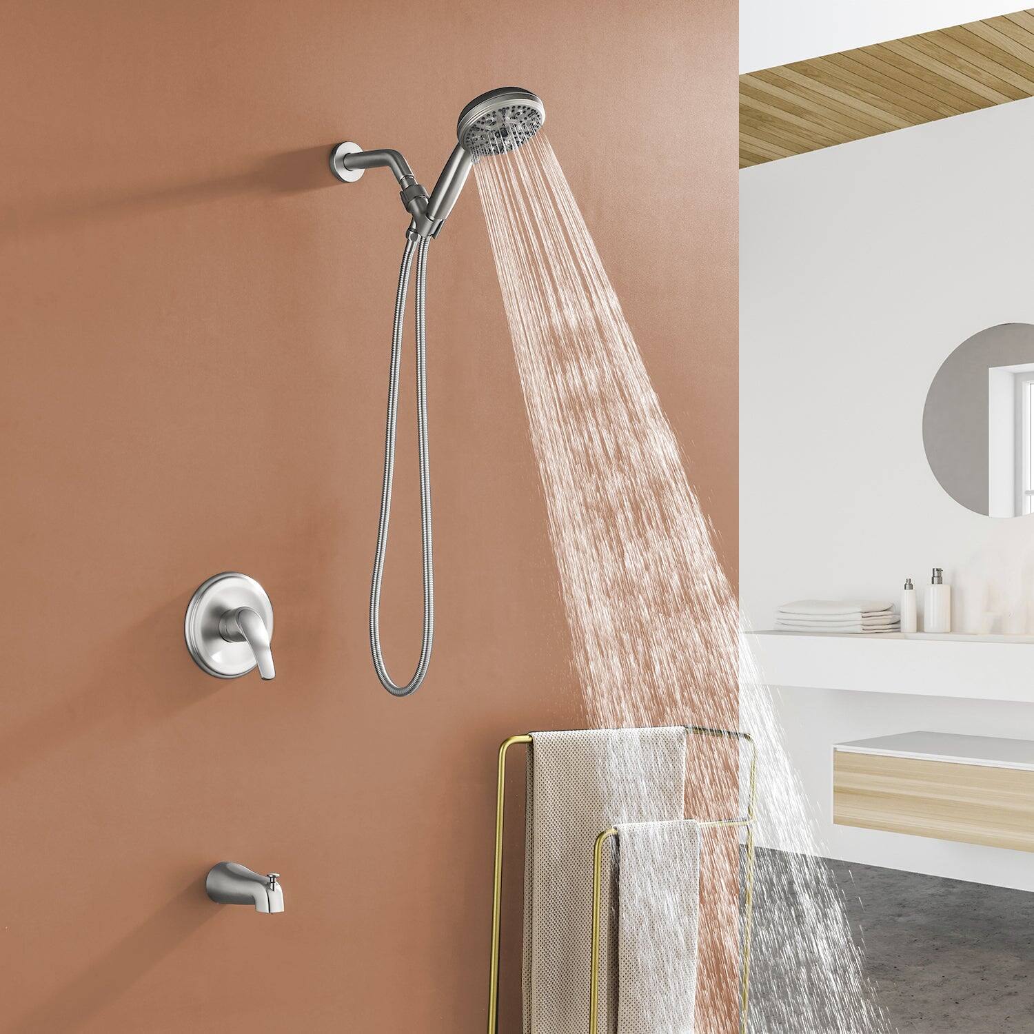 Alt View 2. Boyel Living - Brushed Nickel Shower Set with 10 Function Handheld Shower and cUPC Pressure Balance Valve - Brushed Nickel.