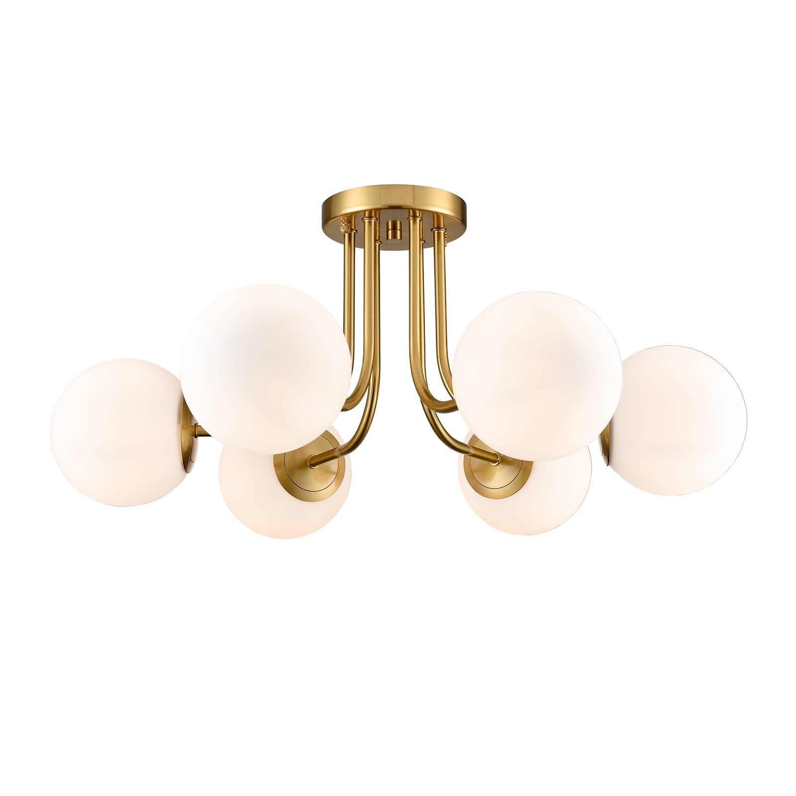 Front. MOOSE - Como Modern Globe Ceiling Light , 6-Light - Brass.