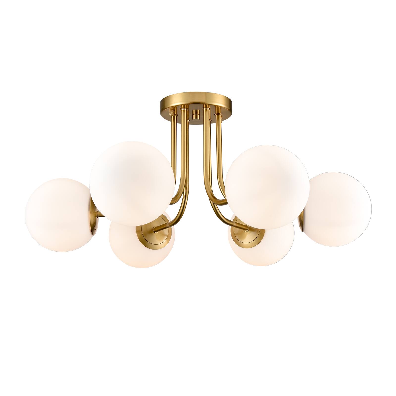 Front. MOOSE - Como Modern Globe Ceiling Light , 6-Light - Brass.