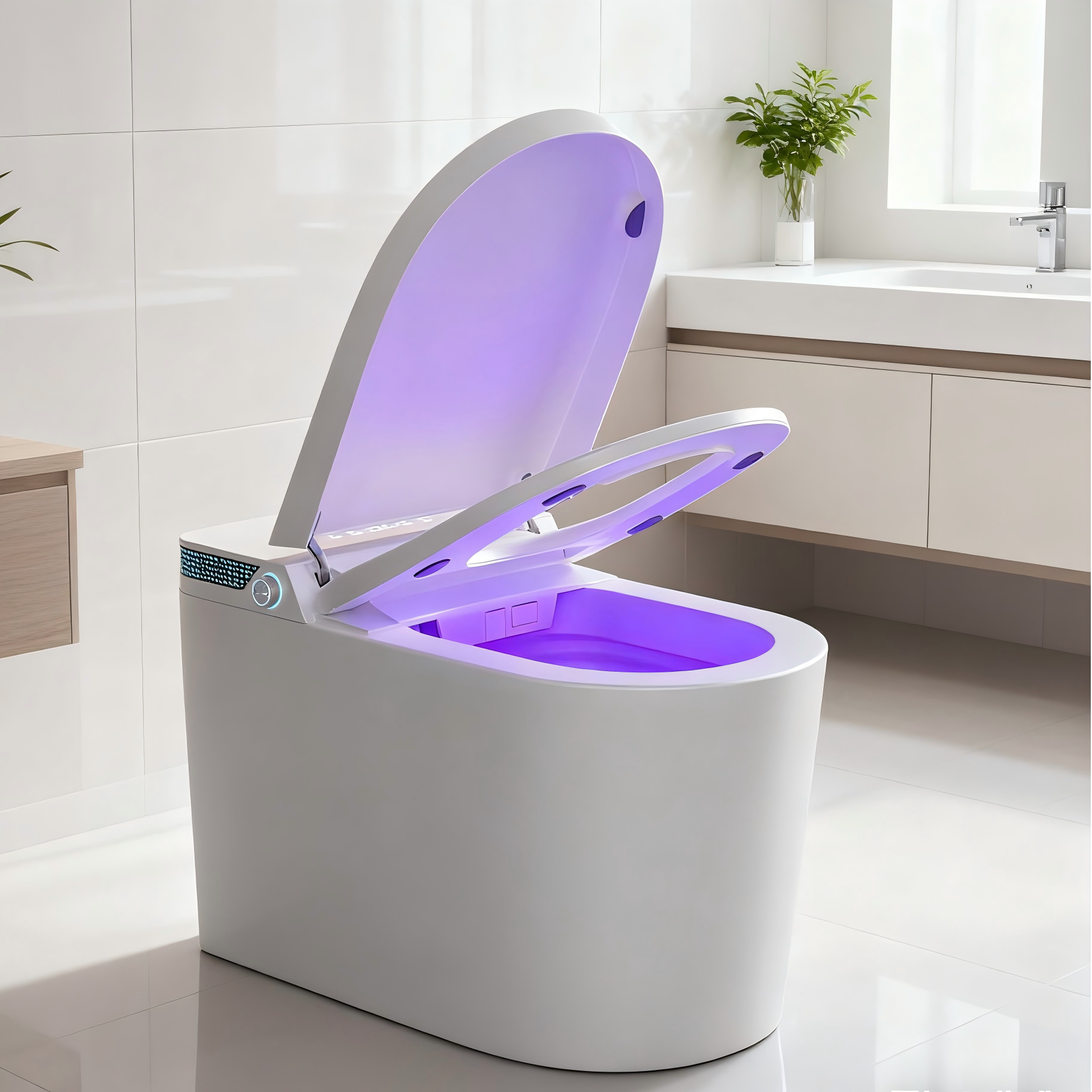 Dyonery - Premium Smart Toilet - Built-in Bidet, Foam Shield, Water Tank, Kids Mode & UV Sterilizing Function - White
