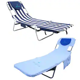 Ostrich - The Backpack Chaise Lounge Chair with Storage Bag & Custom Fitted Towel - White