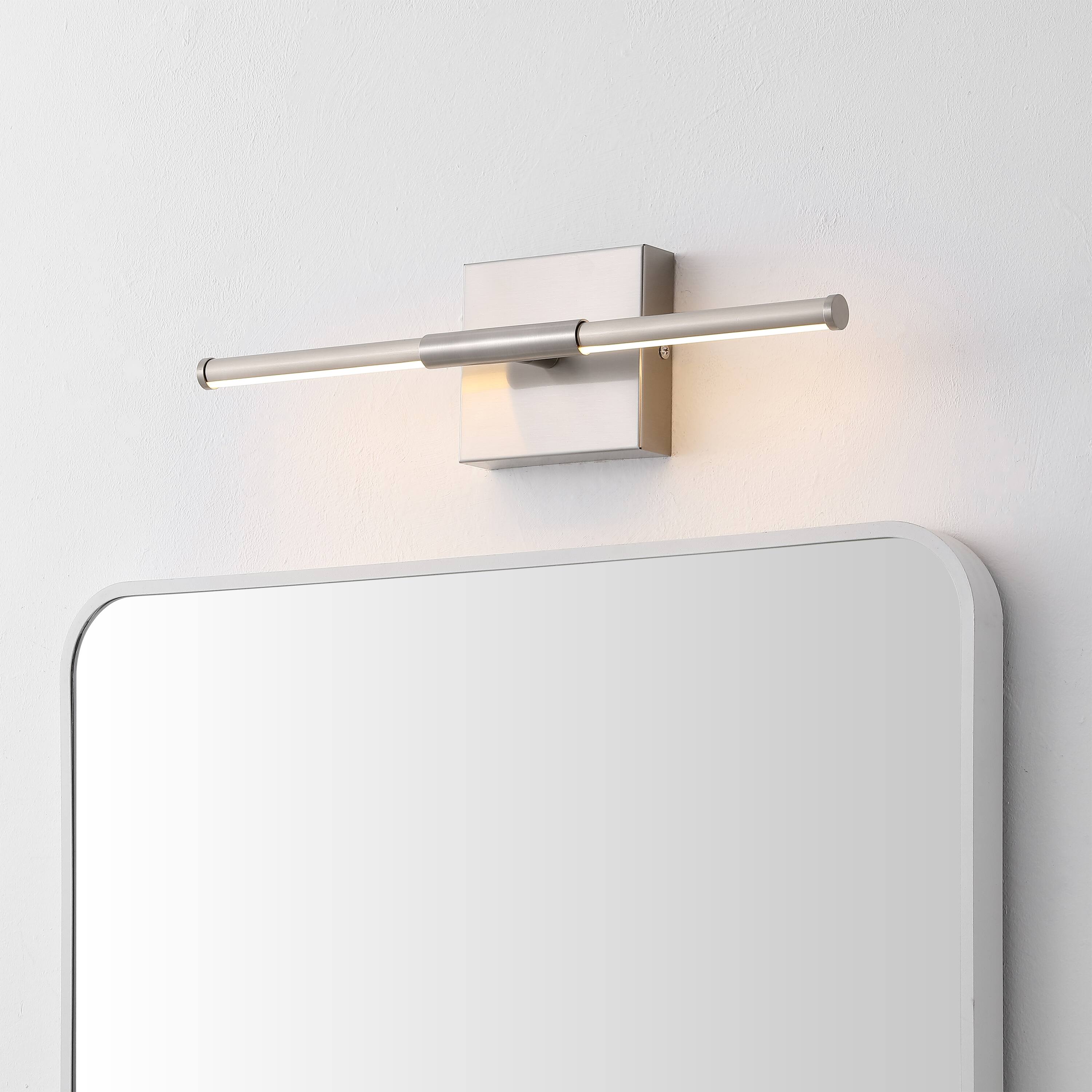 Alt View 1. Jonathan Y - McKenna 16.25" Modern Minimalist Dimmable Integrated LED Metal Wall Sconce, Nickel - Nickel.