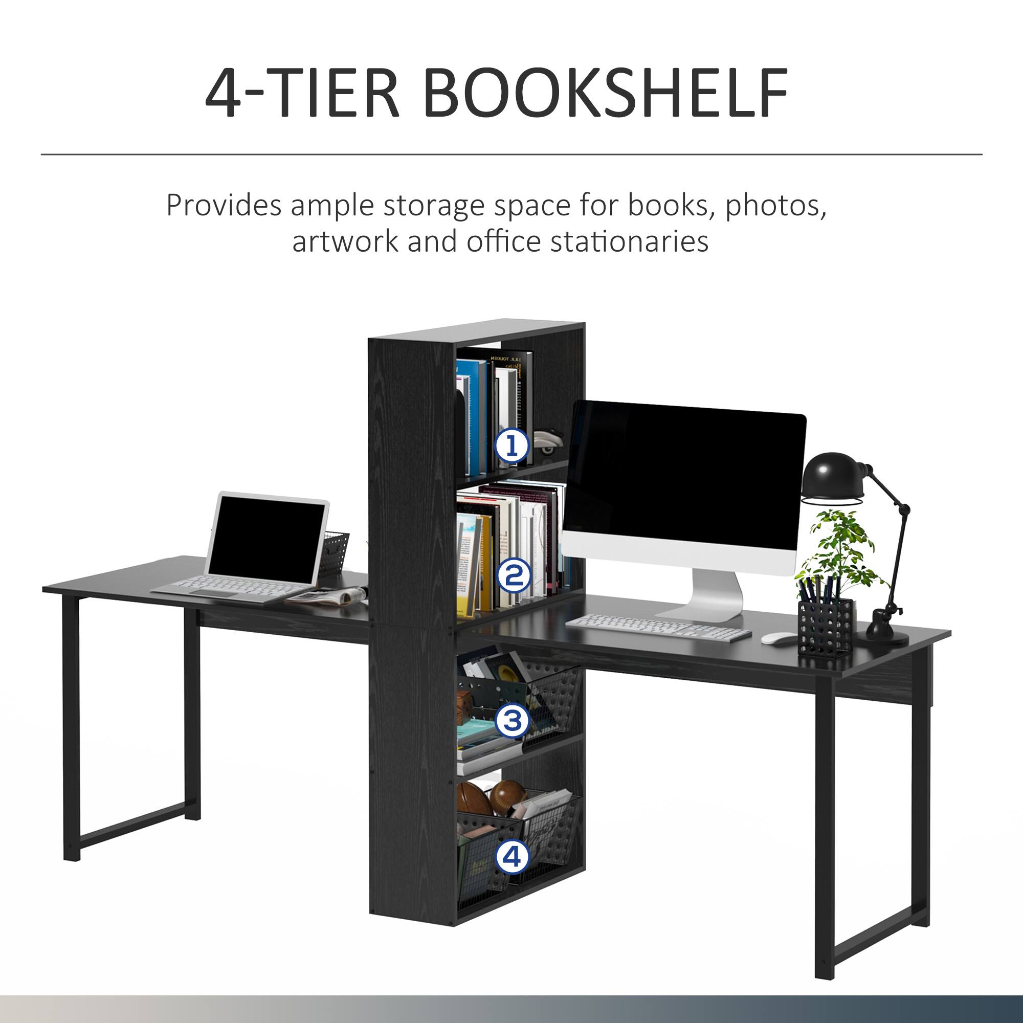 4-TIER BOOKSHELF Provides ample storage space for books, photos, artwork and office stationaries | - 1 2 3 4