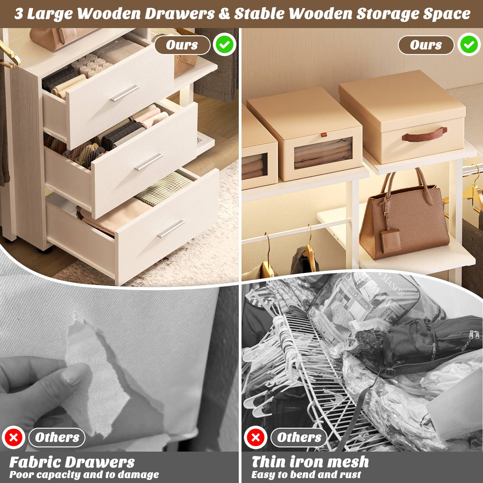Aheaplus 96 Inch Freestanding Closet Organizer, All in One Closet