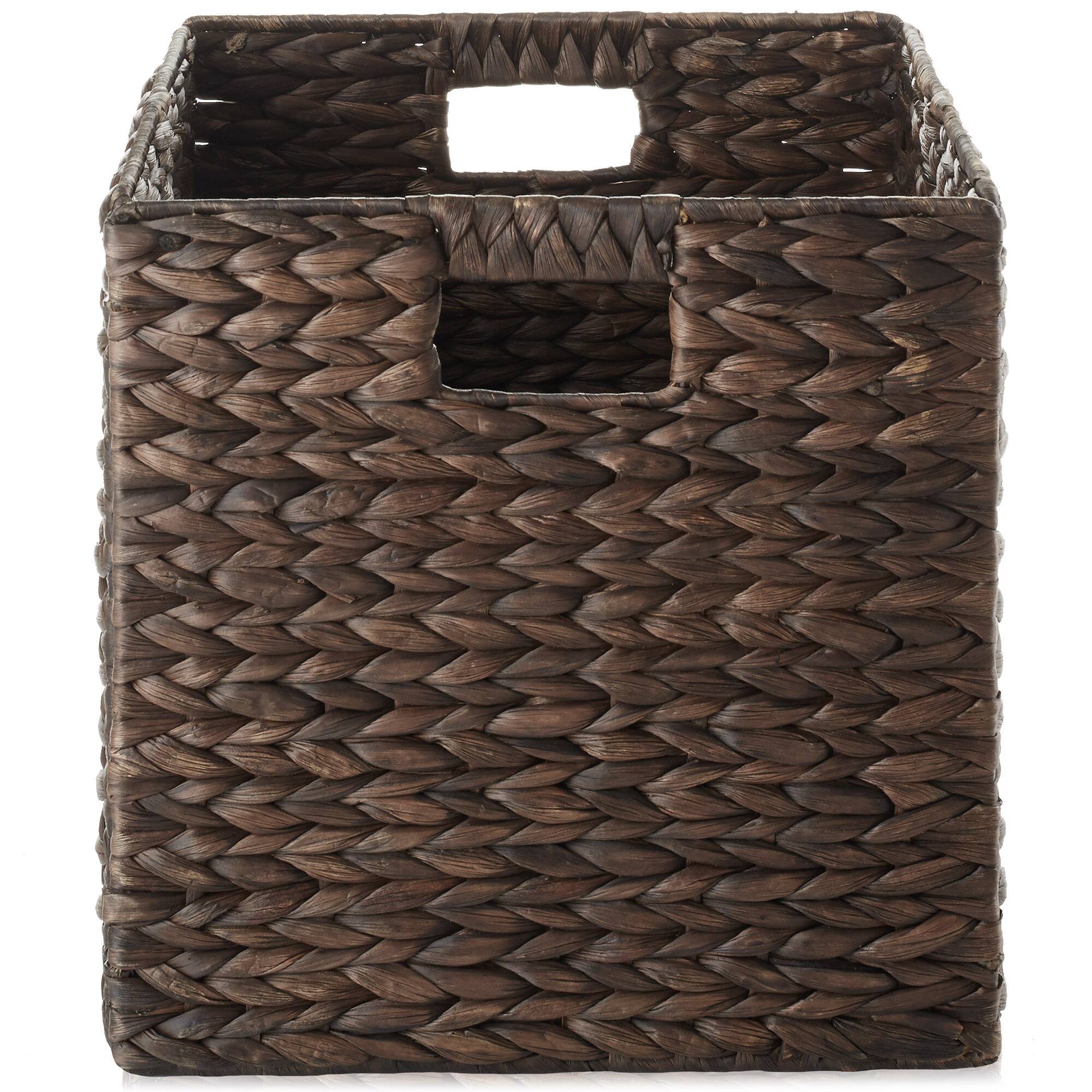 Alt View 3. Casafield - 13 x 13-in Water Hyacinth Storage Baskets  - 2 Pack - Espresso.