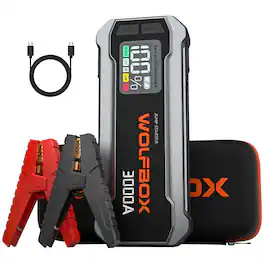 WOLFBOX - 3000A 12V Car Battery Jump Starter, 16000mAh Portable Battery Jump Box Pack with LED Light, USB Quick Charge