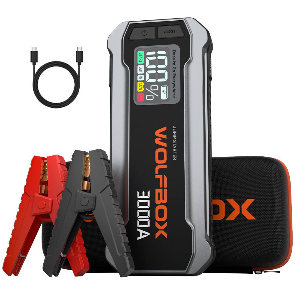 WOLFBOX - 3000A 12V Car Battery Jump Starter, 16000mAh Portable Battery Jump Box Pack with LED Light, USB Quick Charge