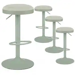 Costway - Bar Stools Set of 4, Kitchen Bar Stools with Height Adjustment, Swivel Function - Green
