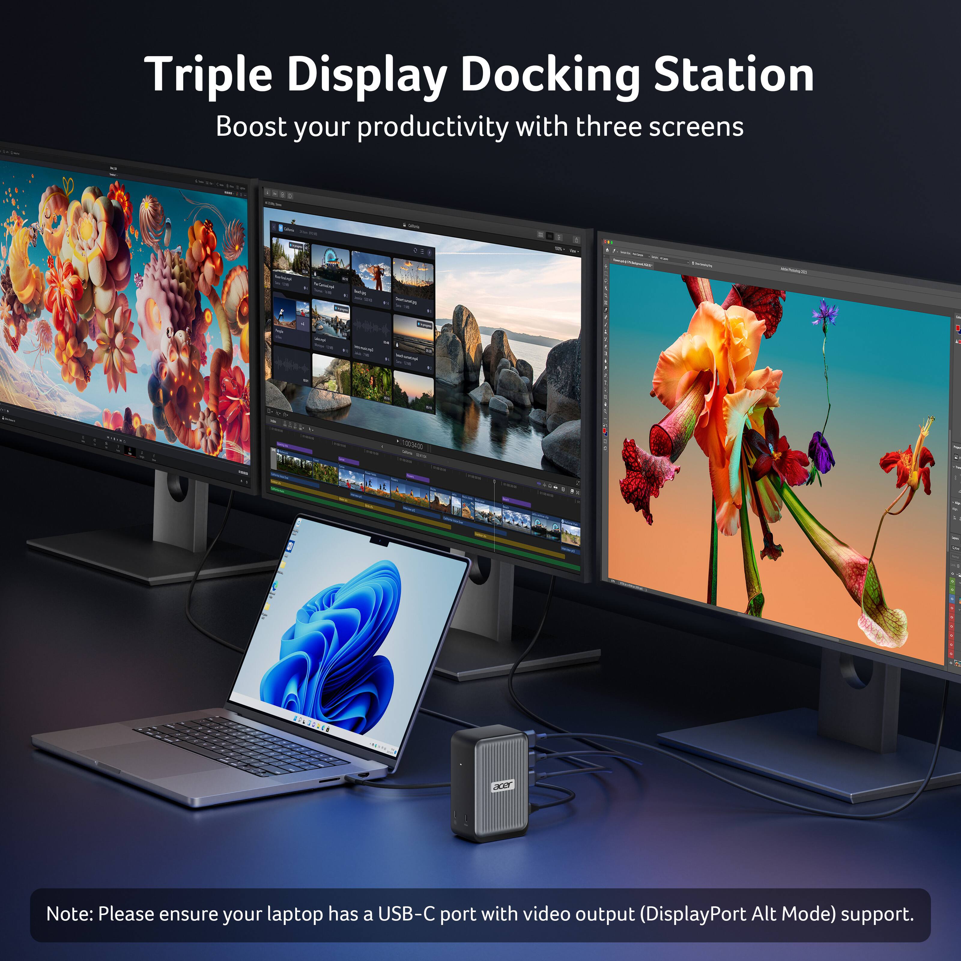 Acer Docking Station, 12 in 1 USB C Docking Station 3 Monitor with ...