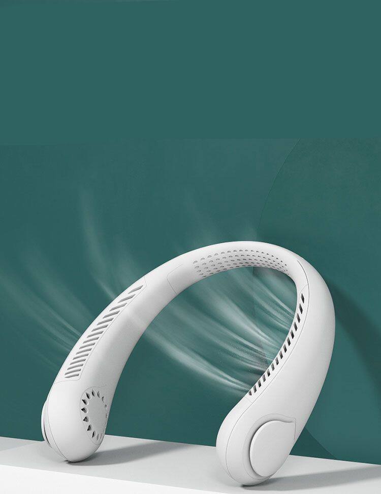 Angle. Link - Neck Fan Bladeless Wrap Around Wearable Personal Cooling Fan 360° - White.