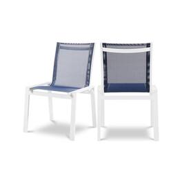 Meridian Furniture - Nizuc Outdoor Patio Dining Chair, Set of 2 - Navy Mesh Water Resistant Fabric