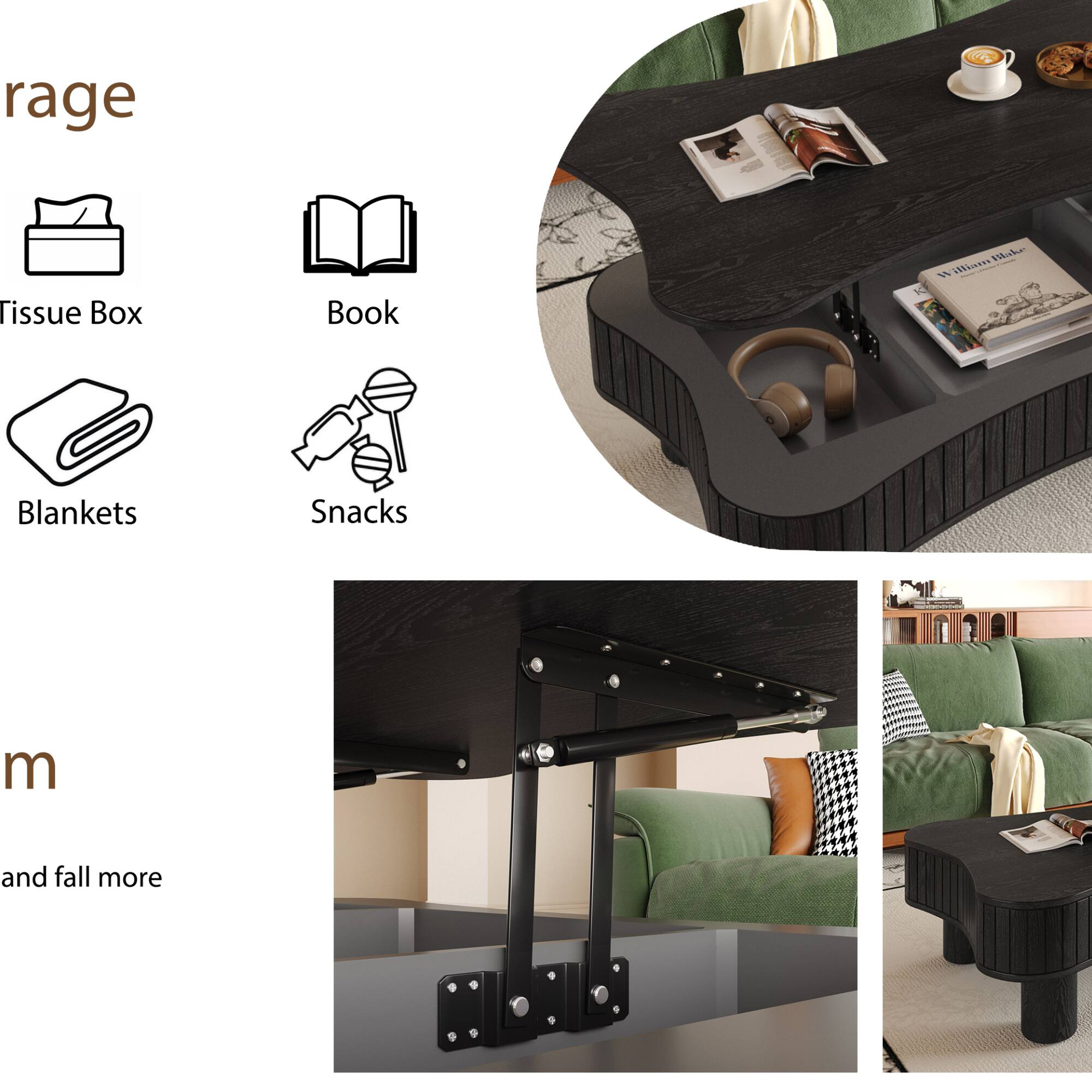 Sure, here is the corrected and grouped text:

---

**rage**

- Tissue Box
- Book
- Blankets
- Snacks

---

**m**

and fall more

---