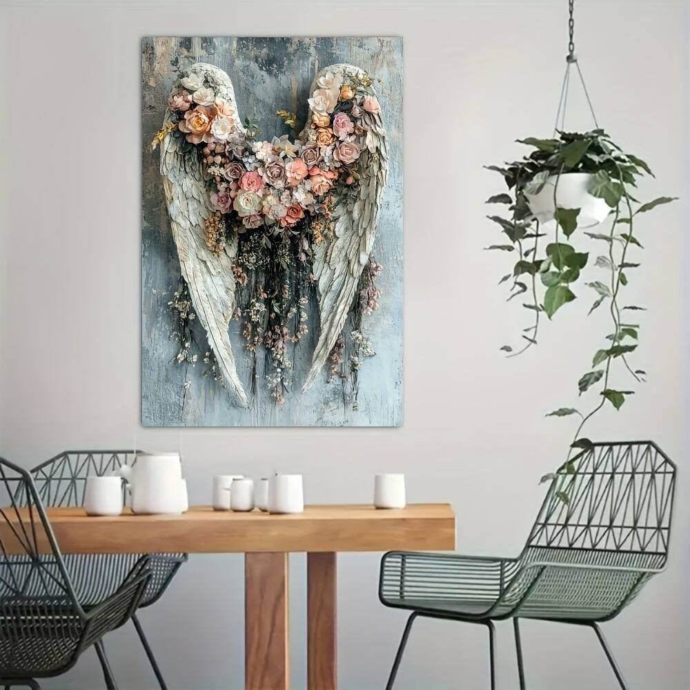 Back. blue - Angel Wings Ready-to-Hang Wooden Framed Canvas Art - Perfect for Living Room, Bedroom & Party Decor | Unique Gift Idea, - Color:36*24in.