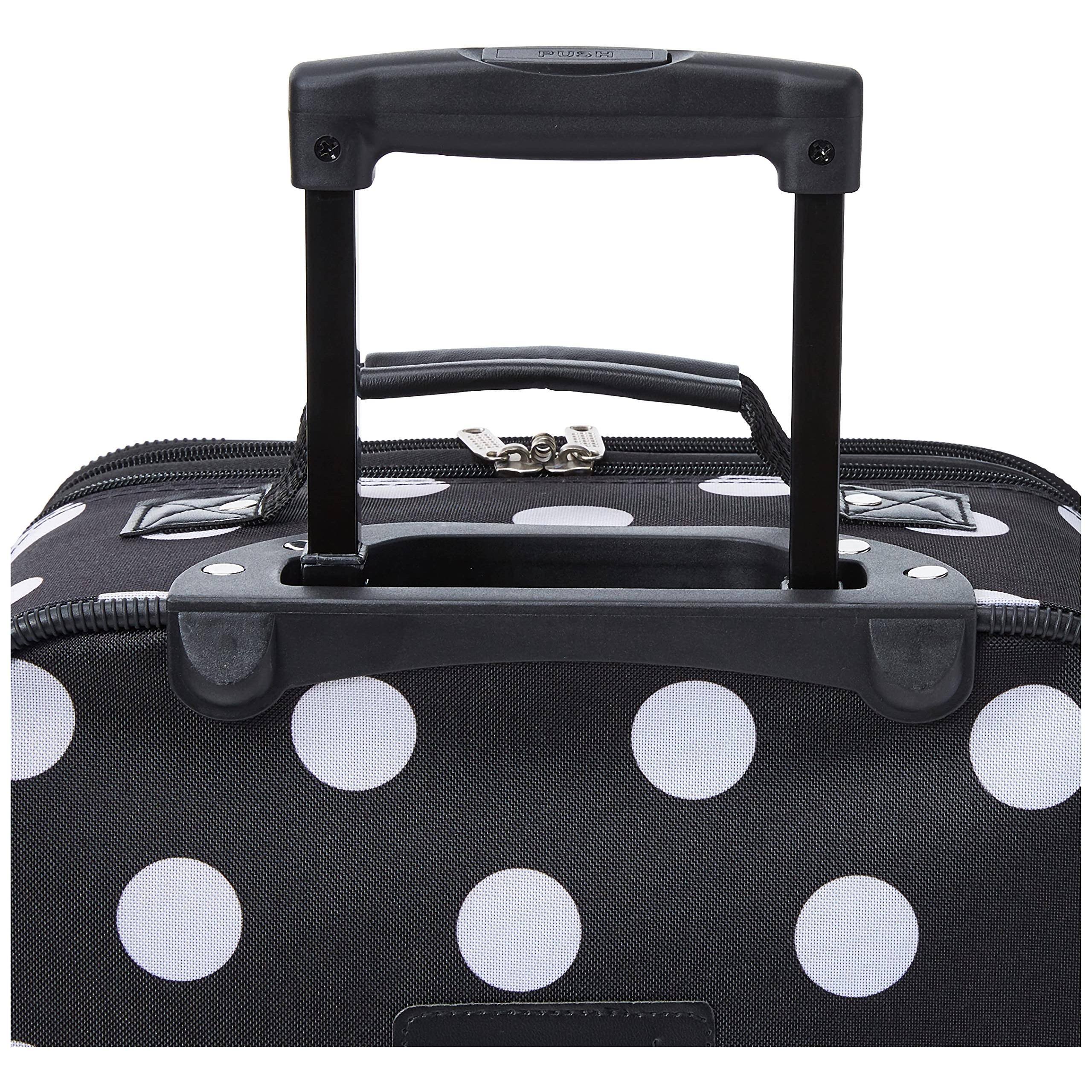 Alt View 6. Dapper Styles - Fashion Softside Upright Luggage Set Expandable Telescopic Handle Wheel Black Dot 2-piece - Black/Gray-2-Piece Set (14/19).