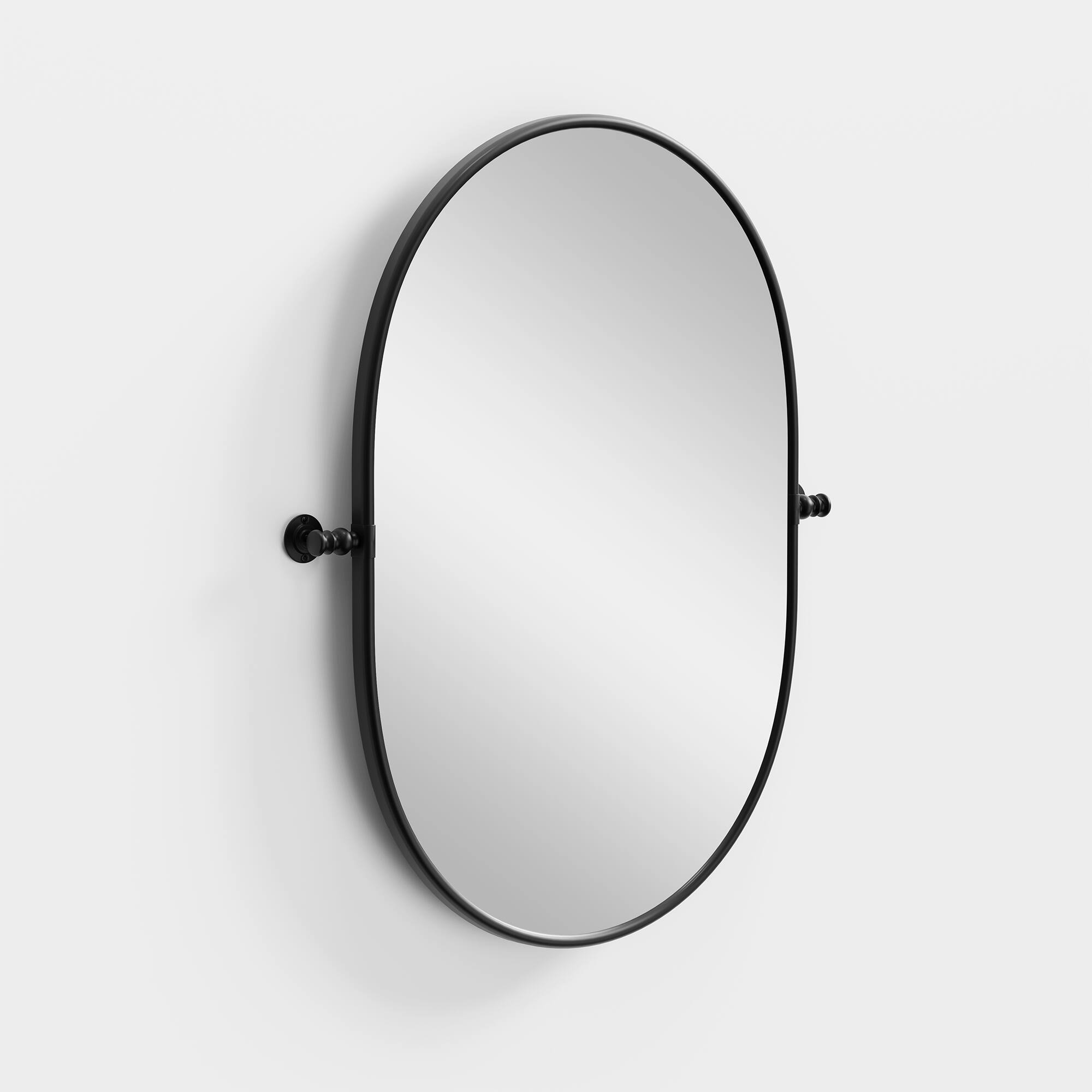 Alt View 2. Lirago - Black Wrought Iron Oval Swivel Mirror 1.56" D x 23" W x 32" H - Black.