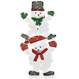 Costway - Christmas Yard Sign 54" Snowman Decorations W/ Stakes & String Lights - Multicolor