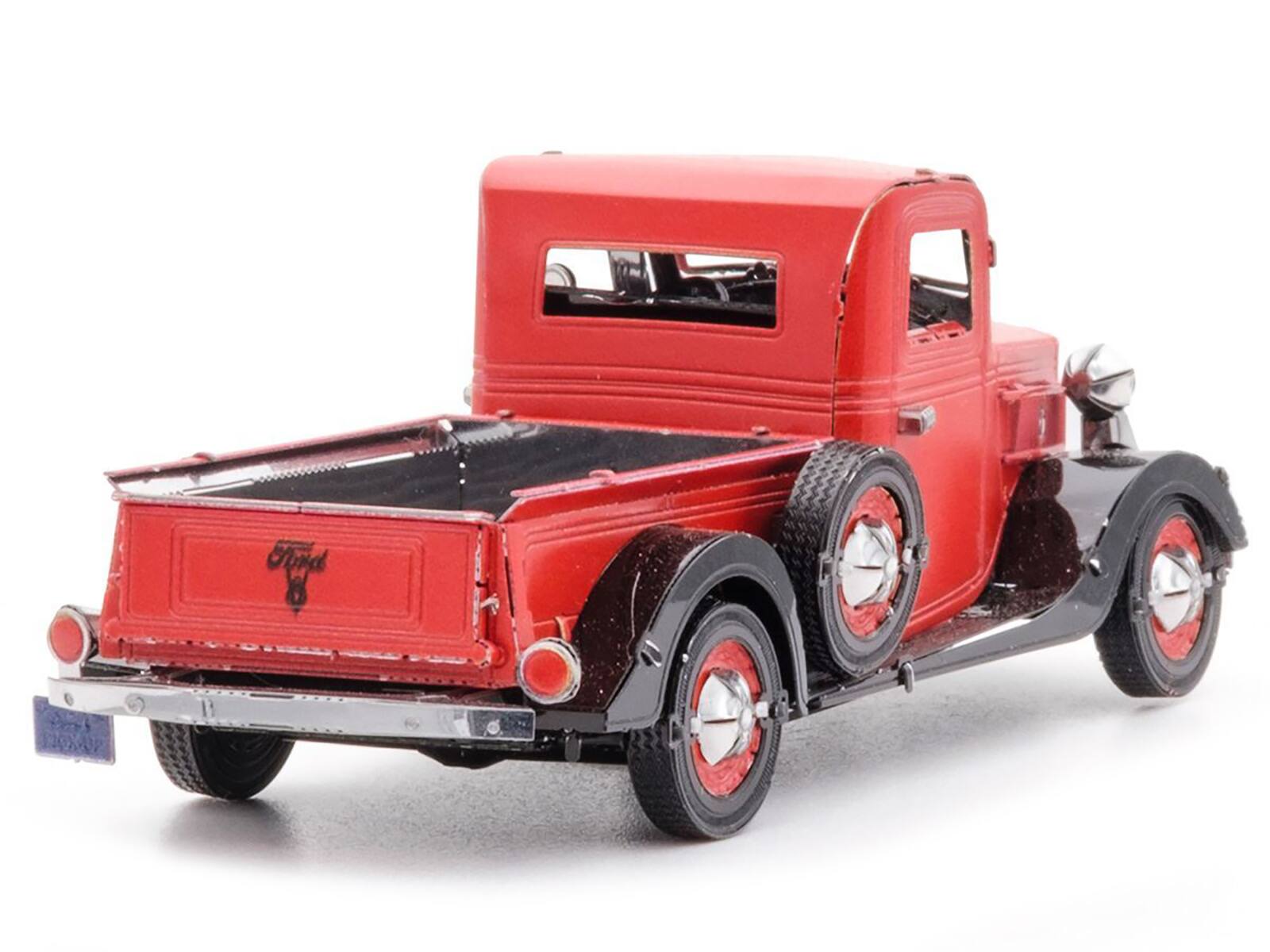 Alt View 2. Metal Earth - Model Kit 1937 Ford Pickup Truck Red and Black (Moderate Difficulty) Steel Model by Metal Earth.