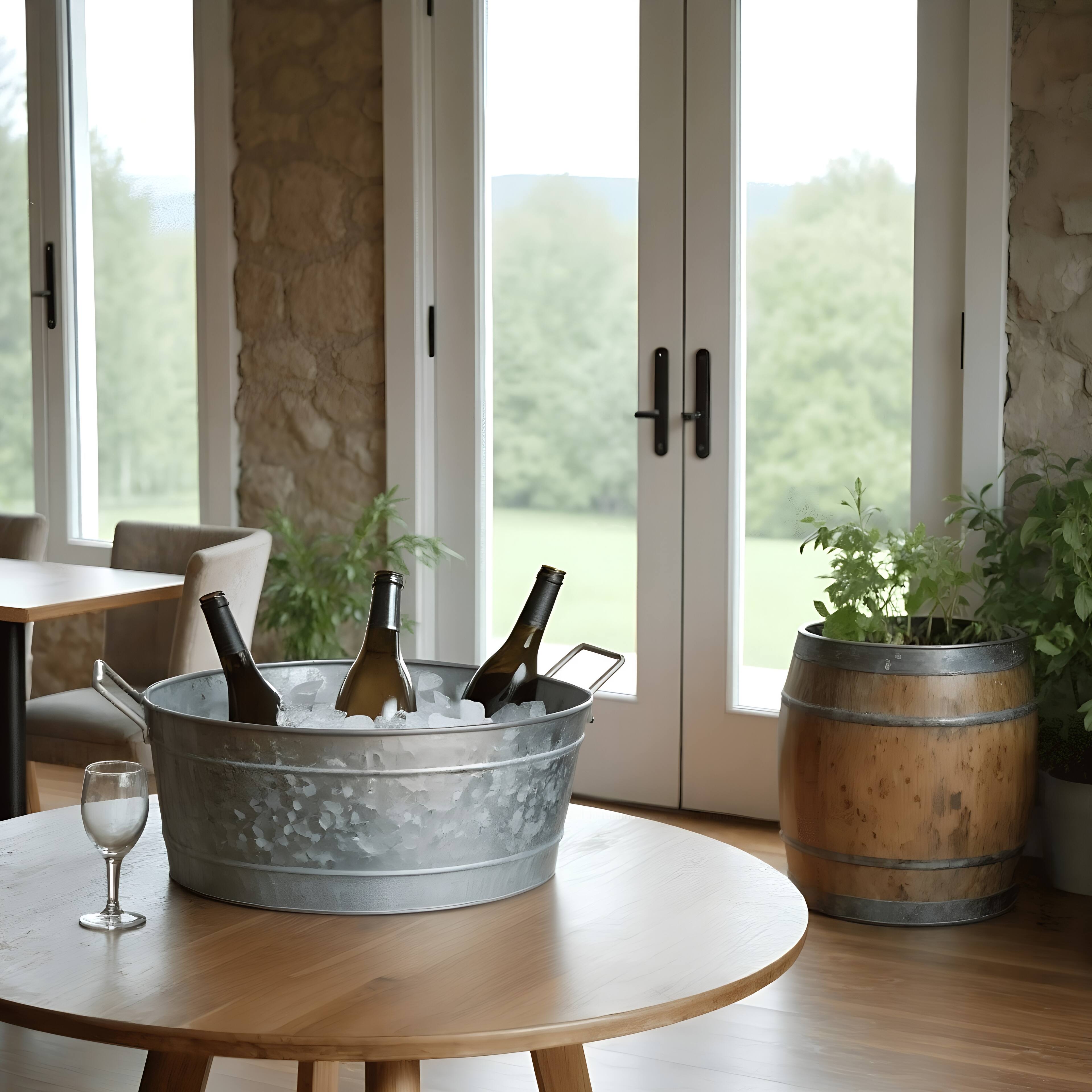 Alt View 5. Manhattan Lane - Lola Embossed Design Oval Shape Galvanized Steel Tub with Side Handles, Small - Silver.