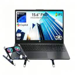 HP - Upgraded - 15.6" FHD Laptop - AMD Ryzen 3 7330U - 8GB RAM 512GB SSD - Copilot - Laptop Cooler - Gray
