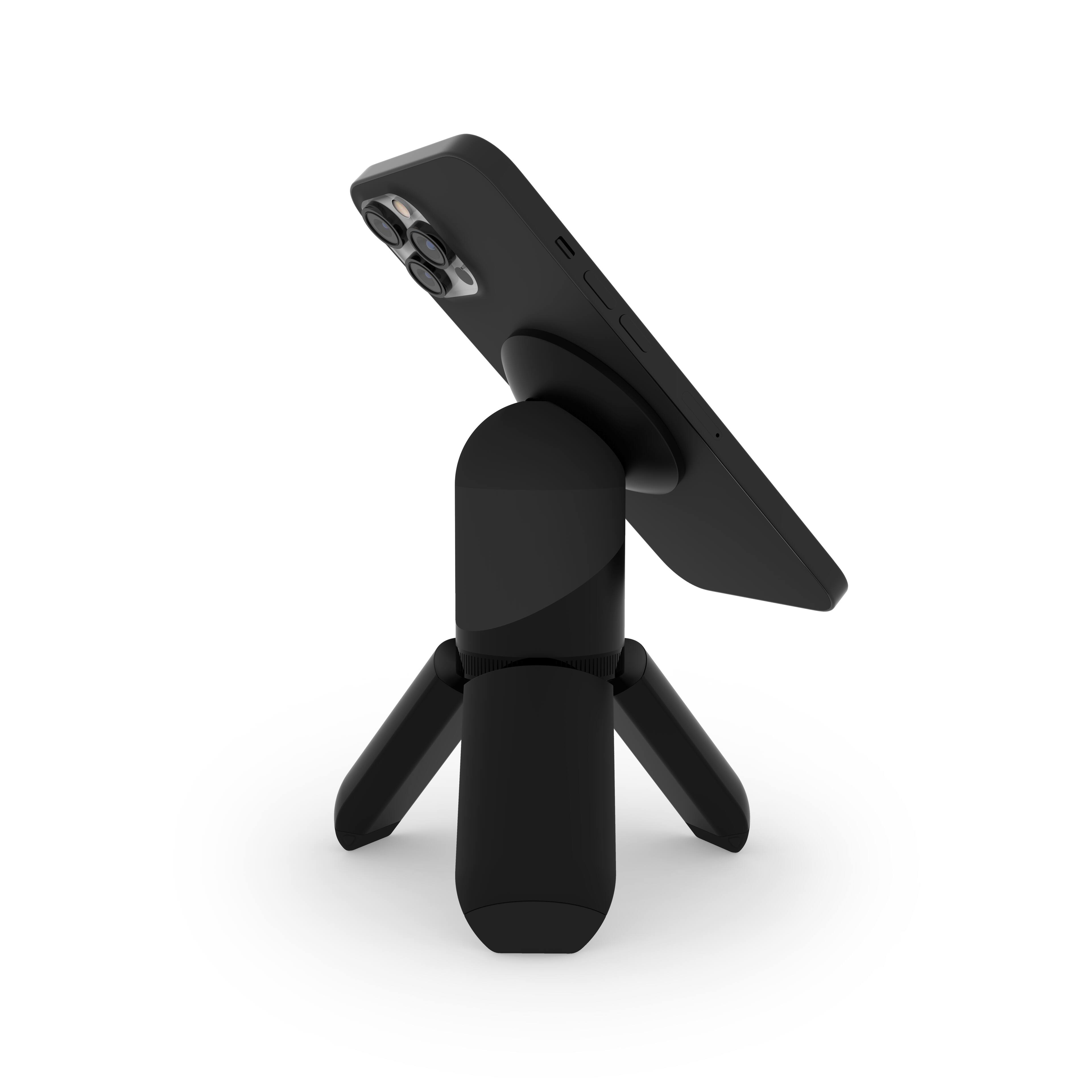 Front. STM - MagPod Tripod for iPhone with MagSafe Compatibility - Black.